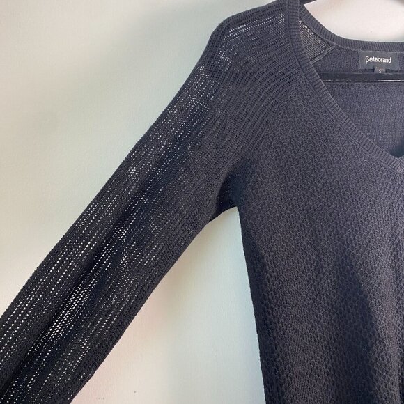 BetaBrand No Sweat Rayon & Performance Cashmere V Neck Sweater Black Size S - Picture 3 of 12
